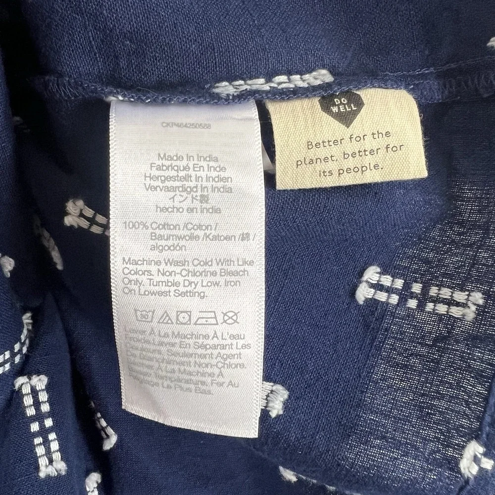 Madewell Jacquard Puff-Sleeve Empire Top Size Medium Cotton Blue Babydoll Summer